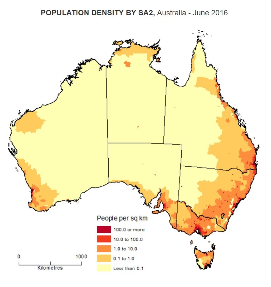 Mapa Demográfico de Australia