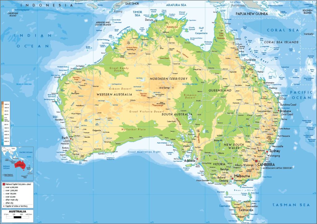Mapa Físico de Australia