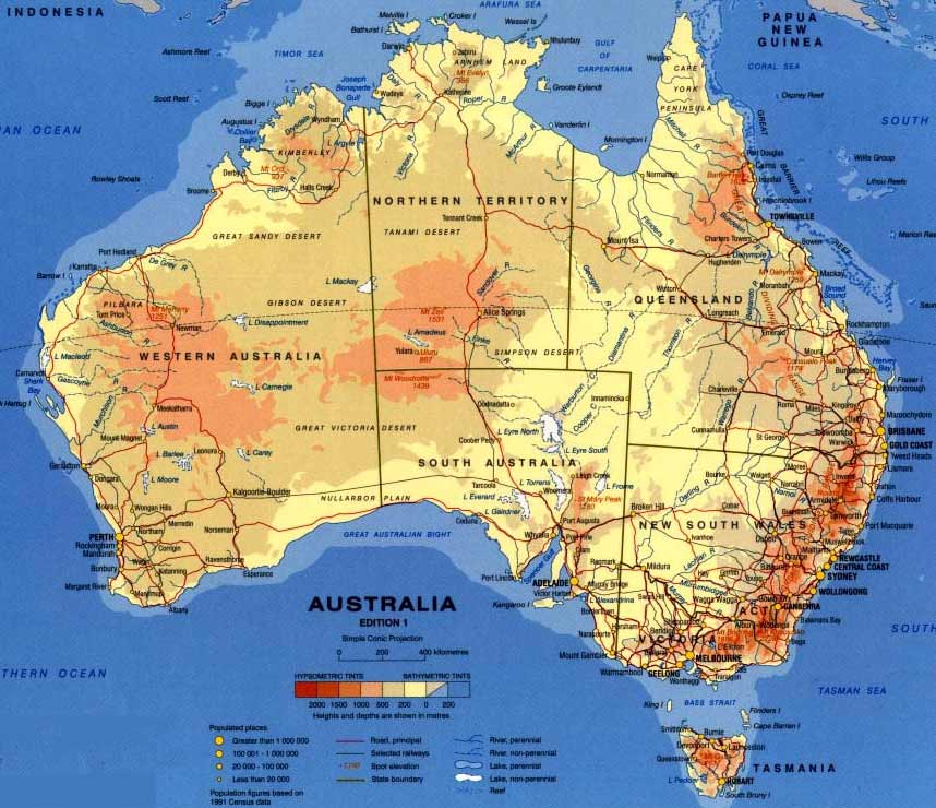 Mapa Geográfico de Australia