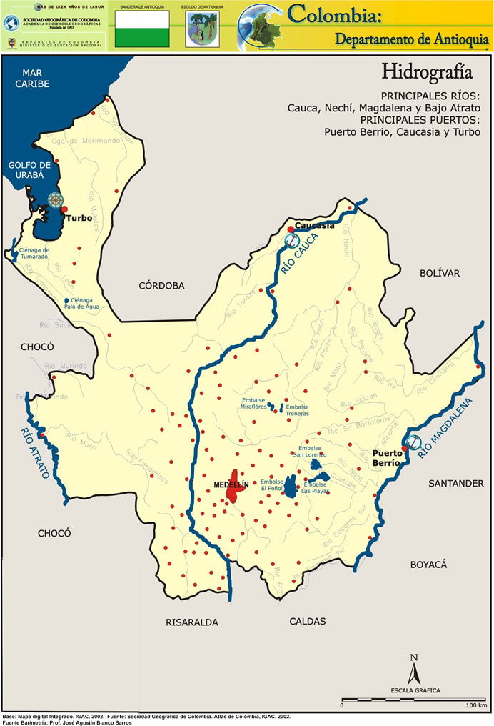 Mapa Hidrográfico Departamento de Antioquia