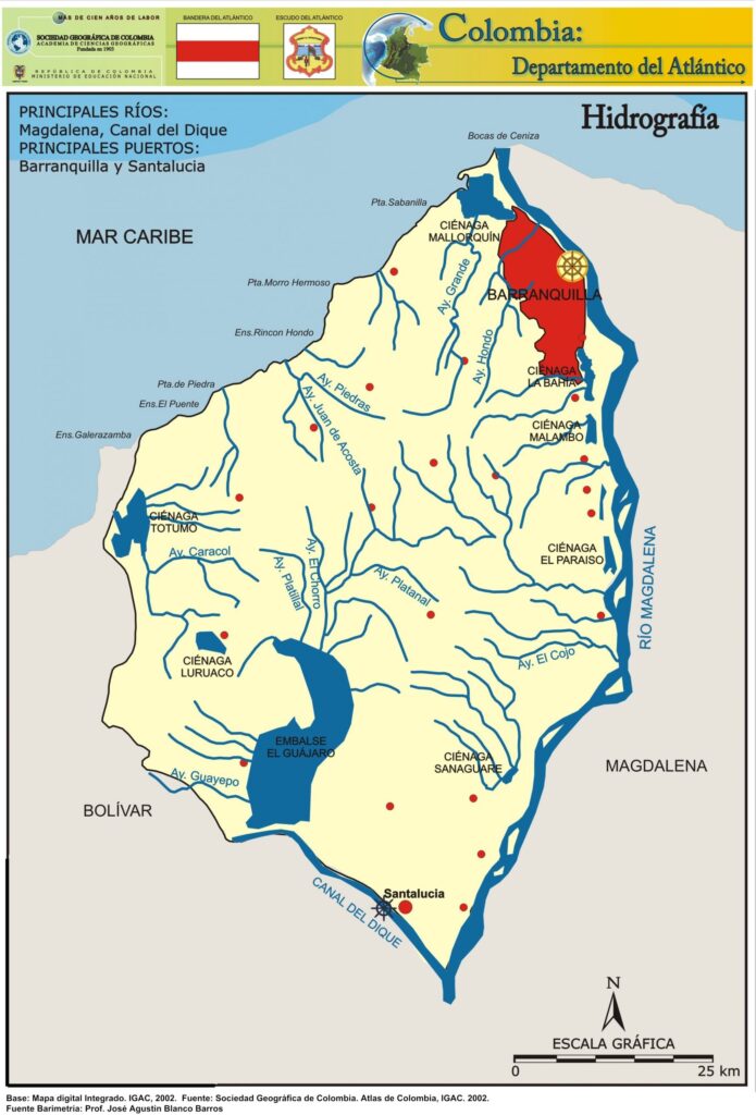 Mapa Hidrográfico Departamento del Atlántico