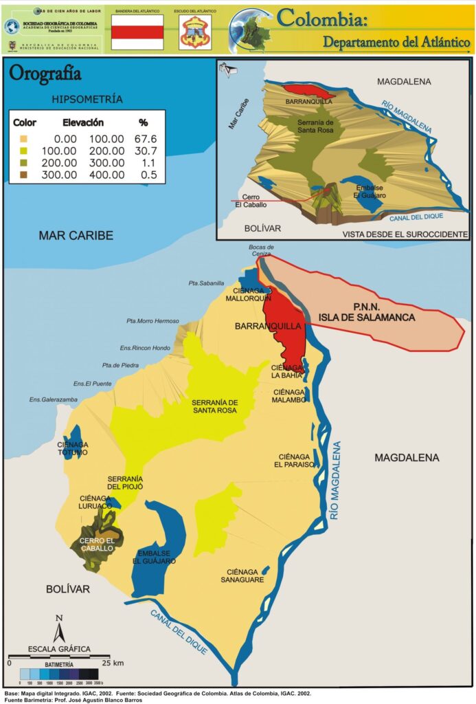 Mapa Orográfico Departamento del Atlántico