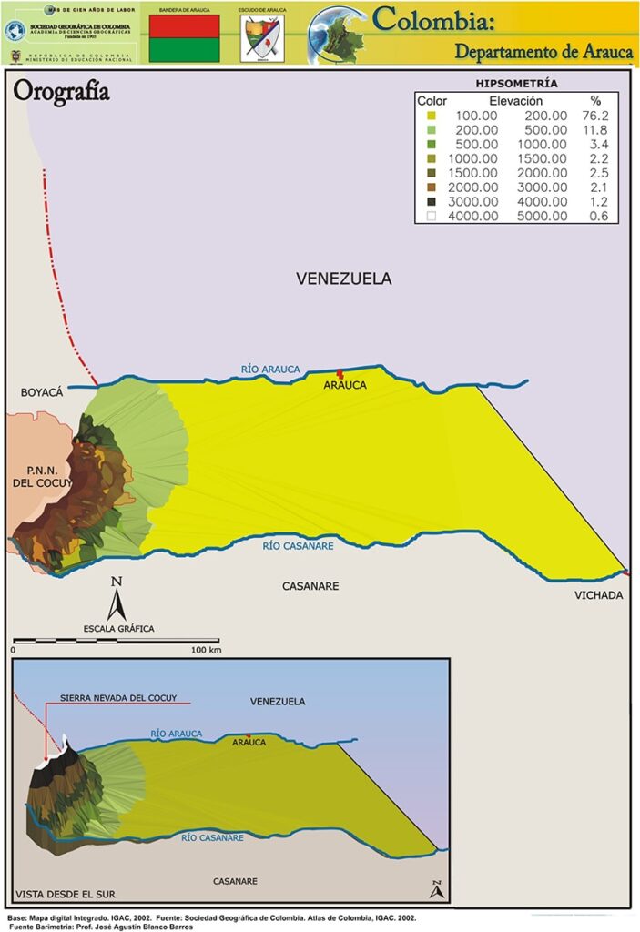 Mapa Orográfico de Arauca