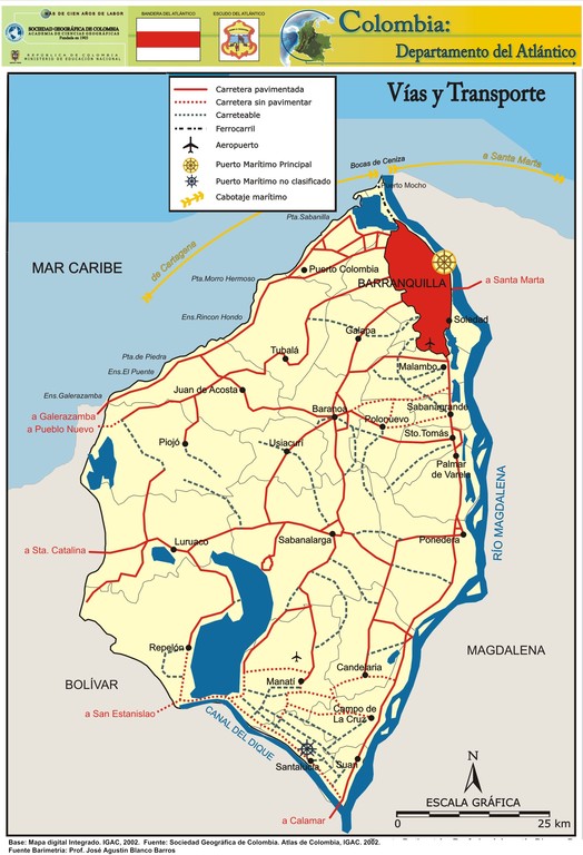 Mapa Vial Departamento del Atlántico