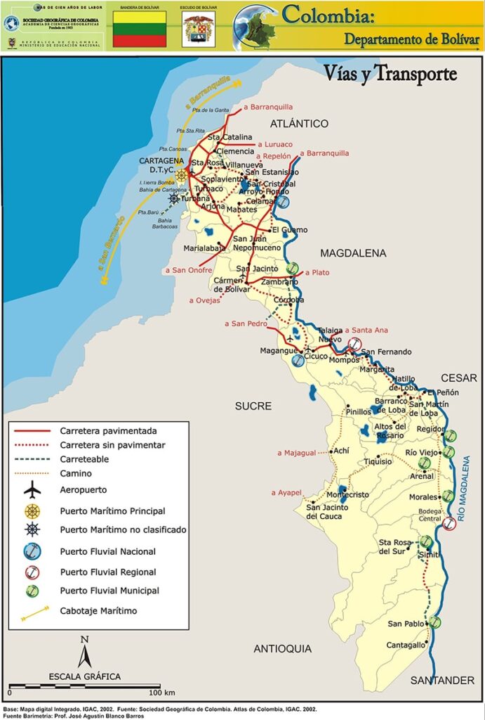 Mapa Vial Departamento de Bolívar