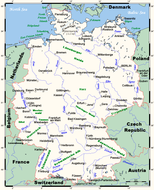 Mapa hidrográfico de Alemania