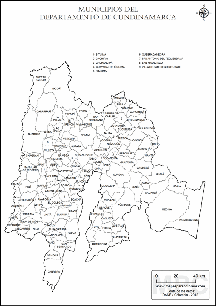 Mapas de Cundinamarca Para Colorear, Descargar e Imprimir