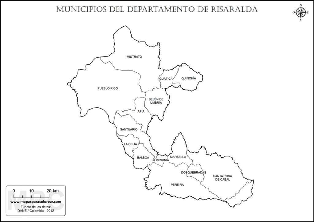 Mapas de Risaralda Para Colorear, Descargar e Imprimir