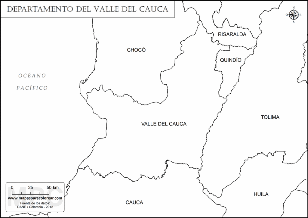 Mapas del Valle del Cauca Para Colorear, Descargar e Imprimir
