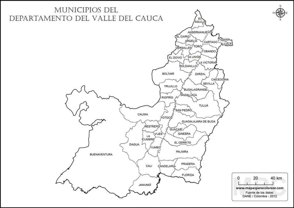Mapas del Valle del Cauca Para Colorear, Descargar e Imprimir
