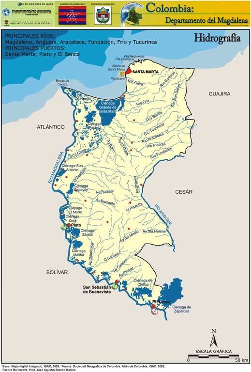 Mapa Hidrográfico Departamento de Magdalena
