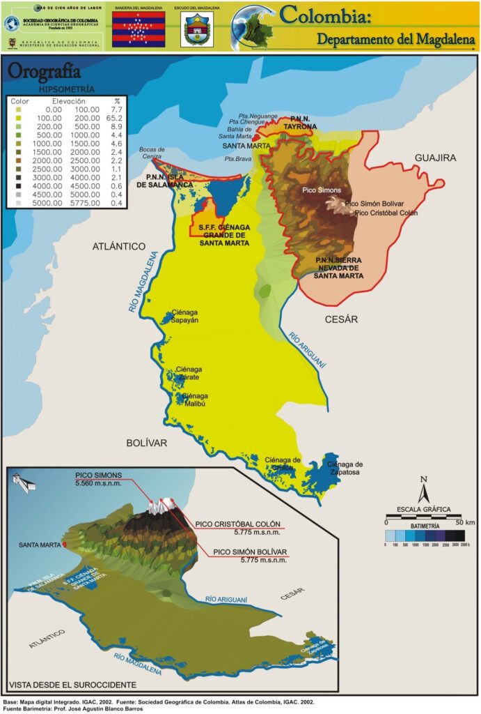 Mapa Orográfico Departamento de Magdalena