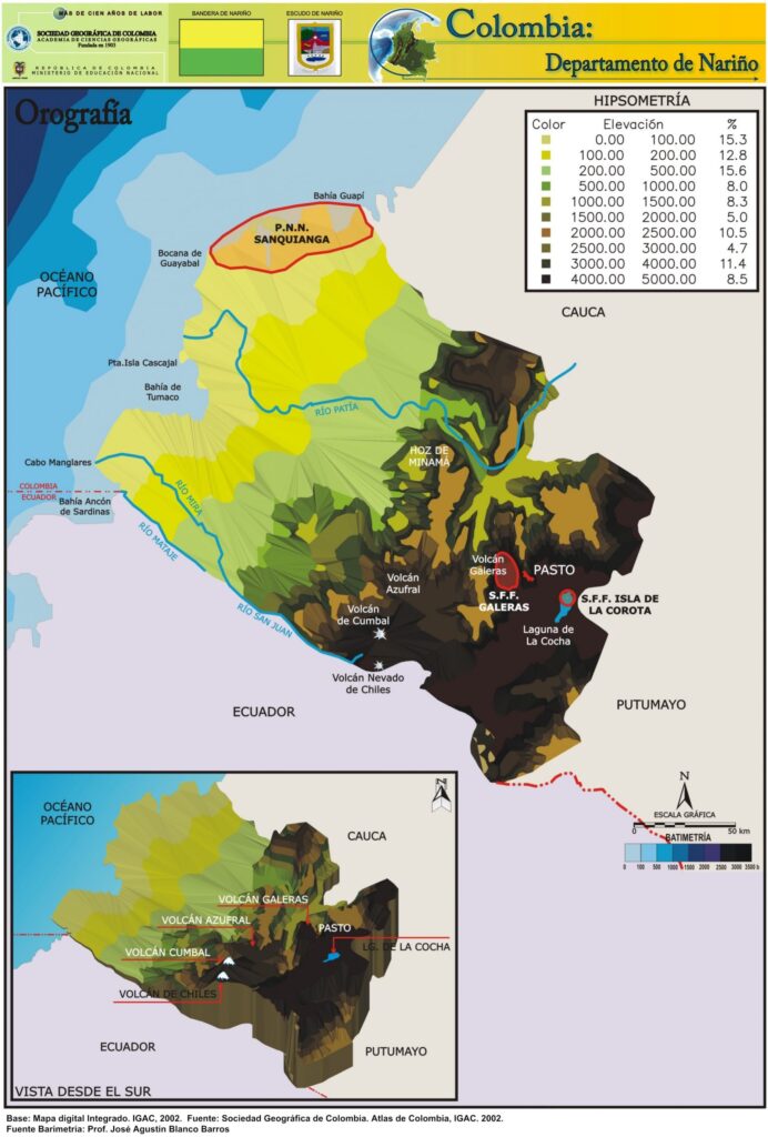 Mapa Orográfico Departamento de Nariño