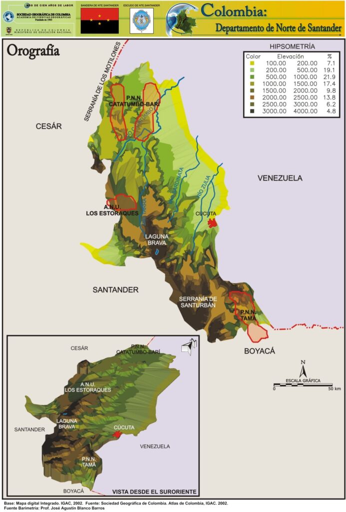 Mapa Orográfico Departamento de Norte de Santander