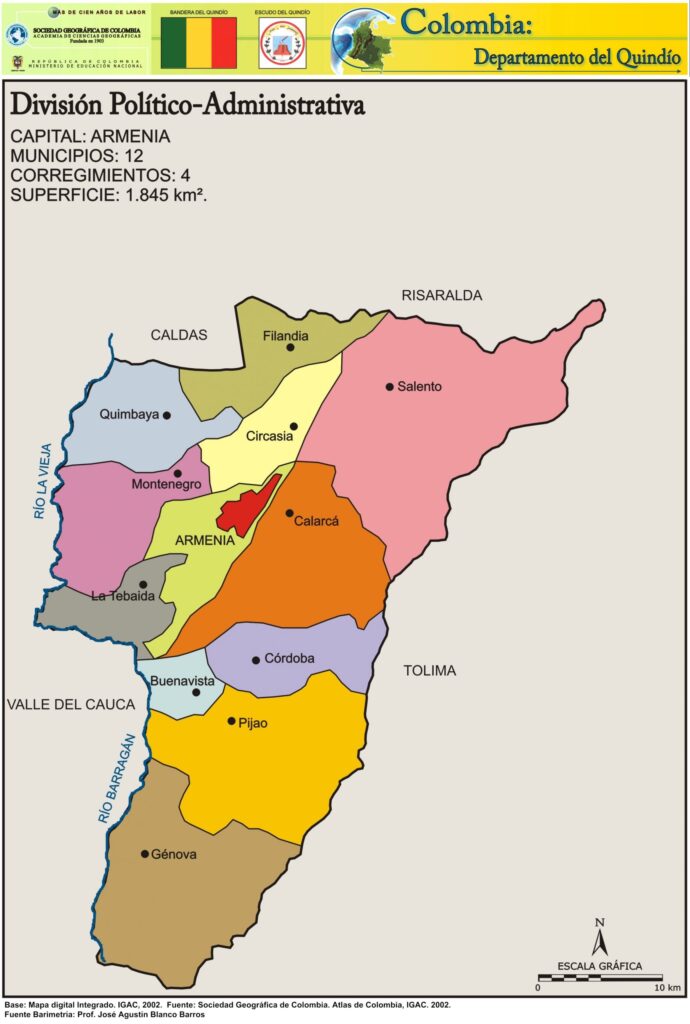 Mapa Político Departamento del Quindío