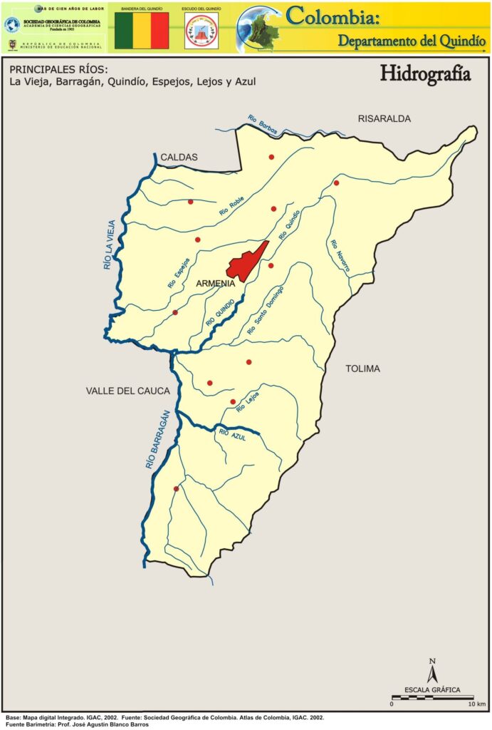 Mapa Hidrográfico Departamento del Quindío