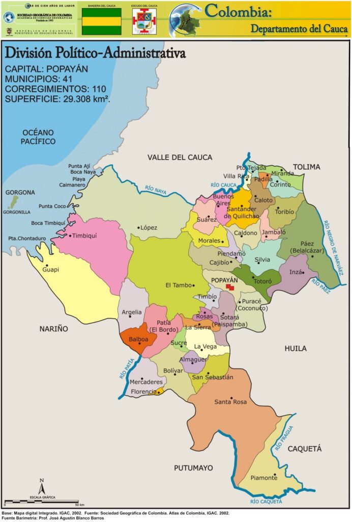Mapa Político Departamento del Cauca
