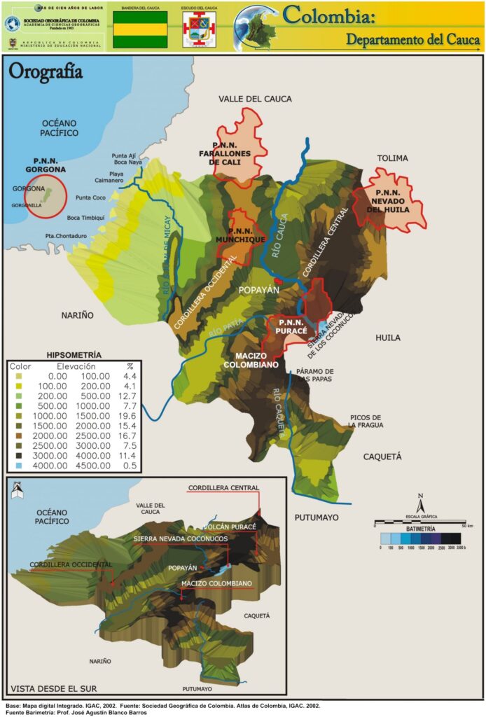 Mapa Orográfico Departamento del Cauca