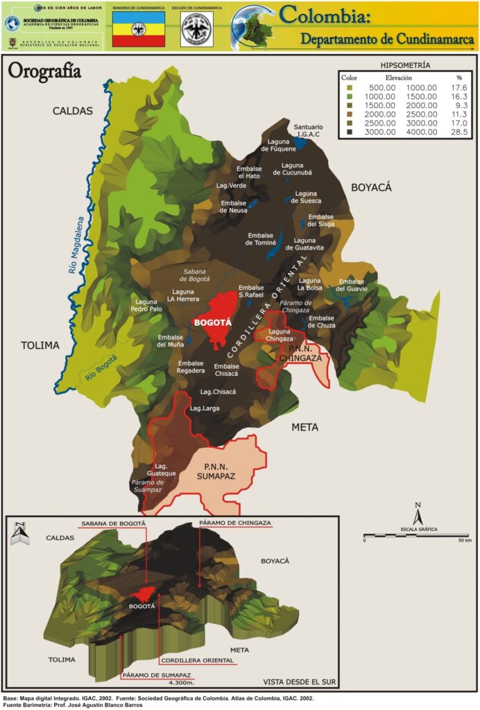 Mapa Orográfico Departamento de Cundinamarca