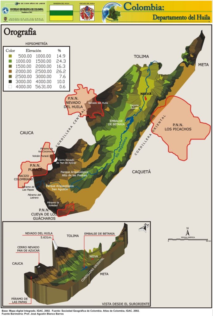 Mapa Orográfico Departamento del Huila
