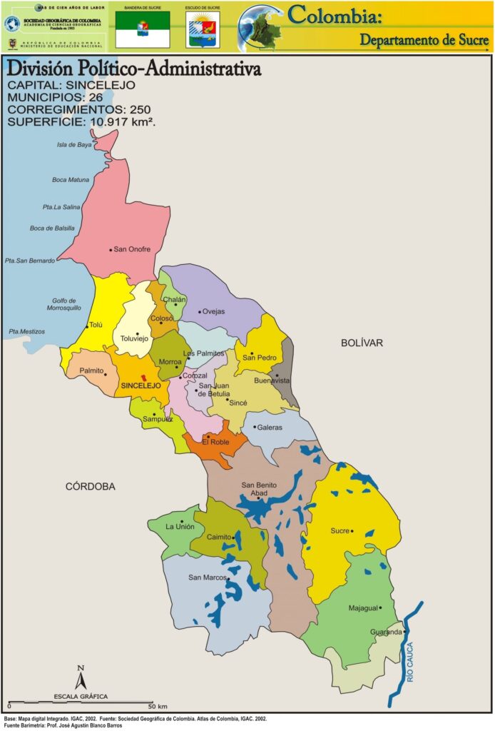 Mapa Político Departamento de Sucre