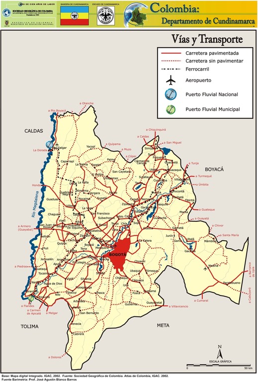 Mapa Vial y Transporte Departamento de Cundinamarca