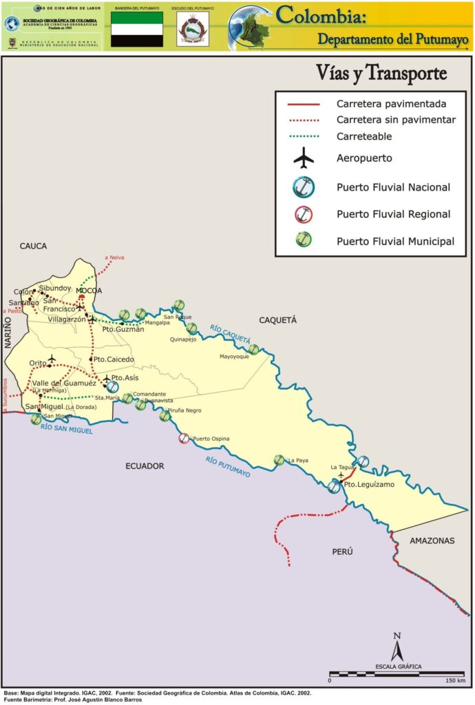 Mapa Vial y Transporte Departamento del Putumayo
