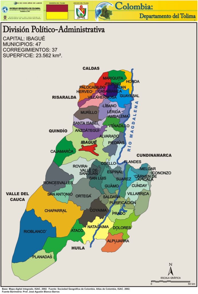Mapa Político Departamento del Tolima