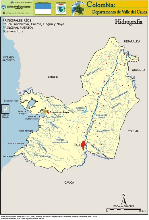 Mapa Hidrográfico Departamento del Valle del Cauca
